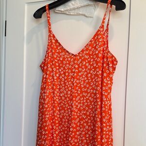 Orange Floral Sleeveless Maxi Dress